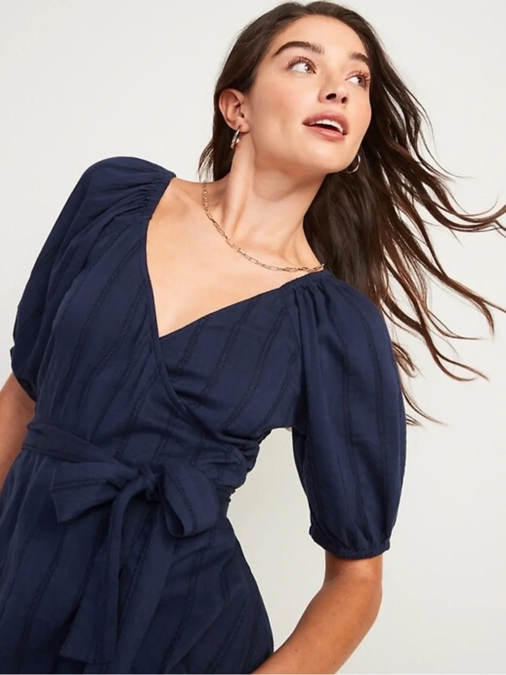 Women's Old Navy Wrap Peasant Puff Sleeve Wrap Blouse